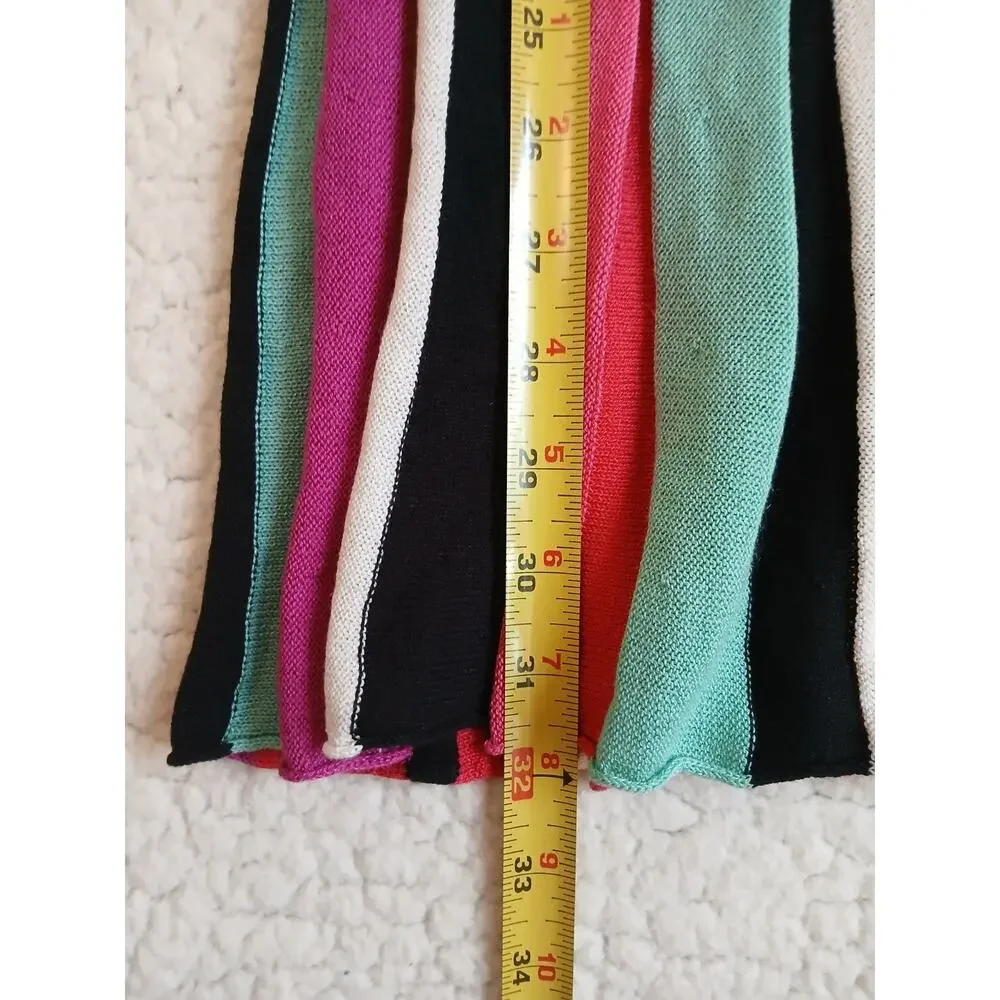 New‎ York & Co 7th Ave Skirt Sz XS Rainbow Stripe Knit Pleated Midi Artsy Boho